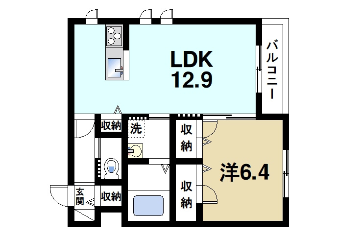 ベル・フルールの間取り|1LDKの間取です。