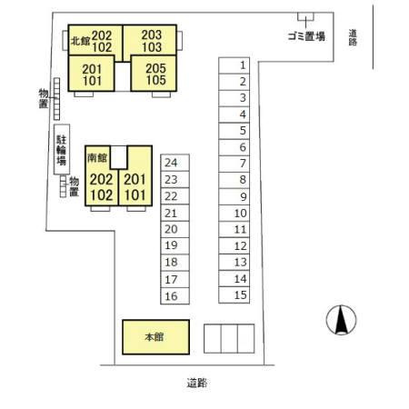 柏崎市東本町３丁目のアパートの区画図