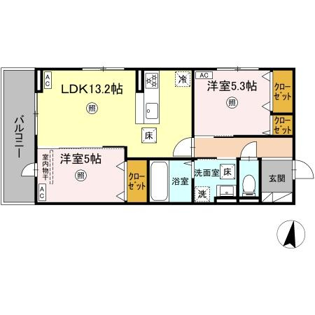 熊本市中央区水前寺５丁目のアパートの間取り