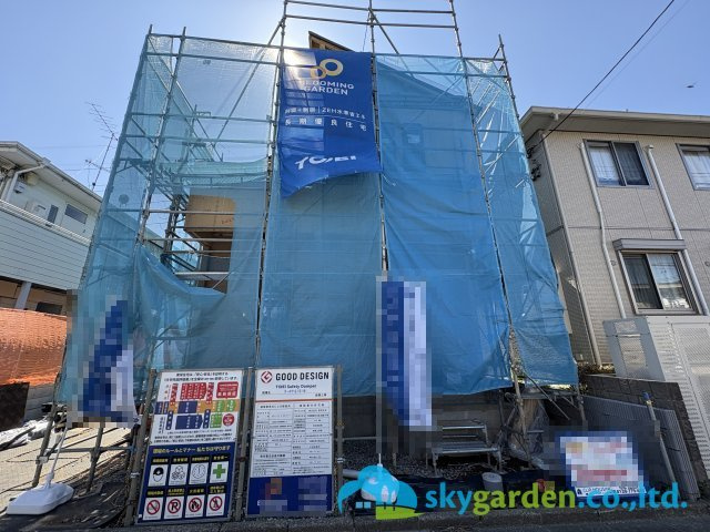 茅ヶ崎市堤3期　新築戸建　全1棟の外観|令和8年4月3日撮影（建築中）