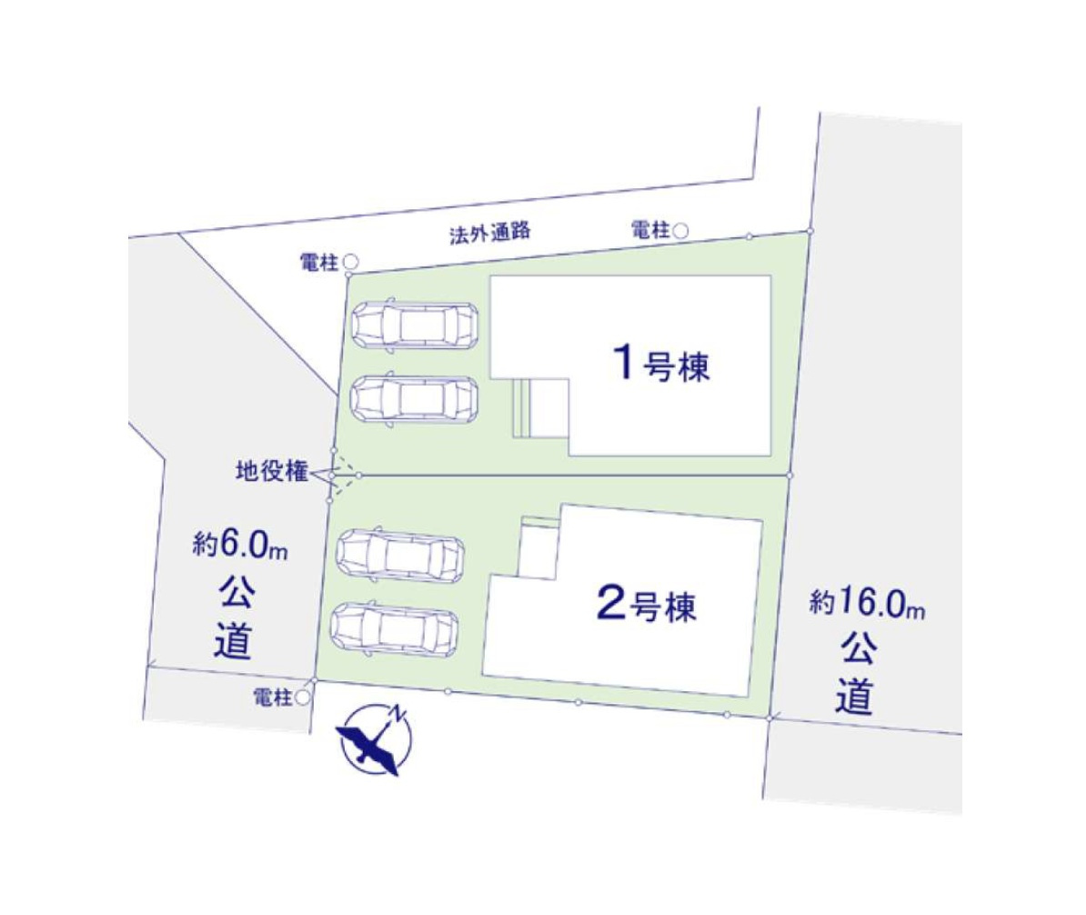 春日市白水ヶ丘2丁目第2-2棟（2号棟）　の区画図|配置図（2号棟）