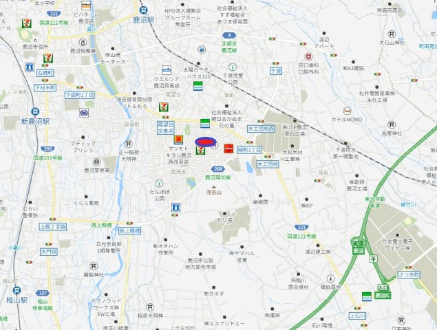 鹿沼市栄町　土地の地図