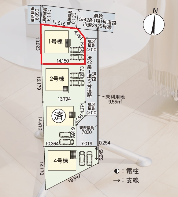 Cradlegarden　 茨城町長岡　第4　1の区画図|並列駐車可能。同メーカー完成物件の内覧、気になる他の物件と合わせての現地ご案内も可能です。HPから、またお電話でも、お気軽にお問い合わせください。