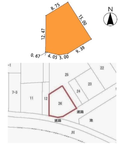 常滑市本郷町４丁目　売り土地の区画図