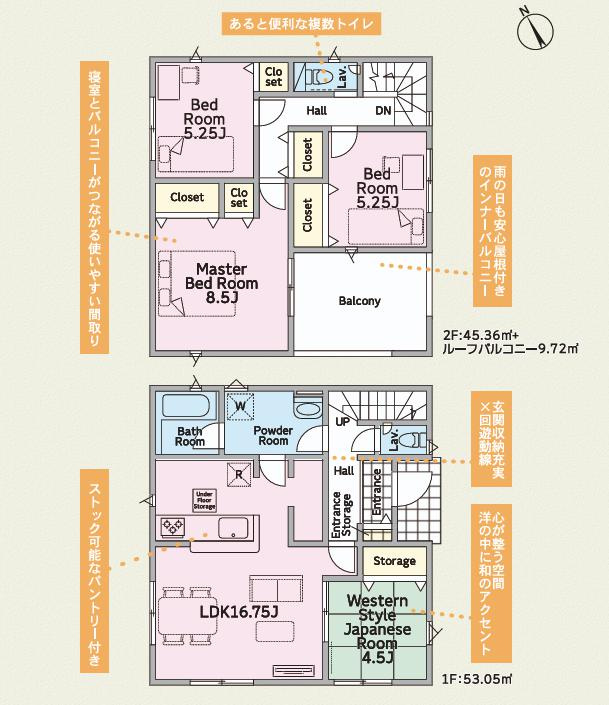 石岡市東光台第4　新築戸建　3号棟の間取り