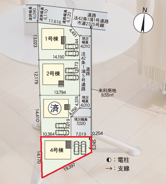 Cradlegarden　 茨城町長岡　第4　4の区画図|並列駐車可能。同メーカー完成物件の内覧、気になる他の物件と合わせての現地ご案内も可能です。HPから、またお電話でも、お気軽にお問い合わせください。