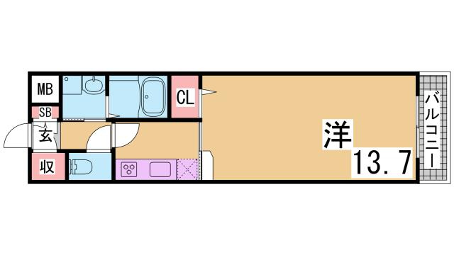 神戸市須磨区車字口道谷のアパートの間取り