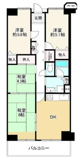 【間取り】 | マンハイム加古川C棟　6階 | 4DKです。