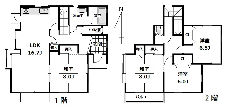 流山市東深井　中古戸建の間取り