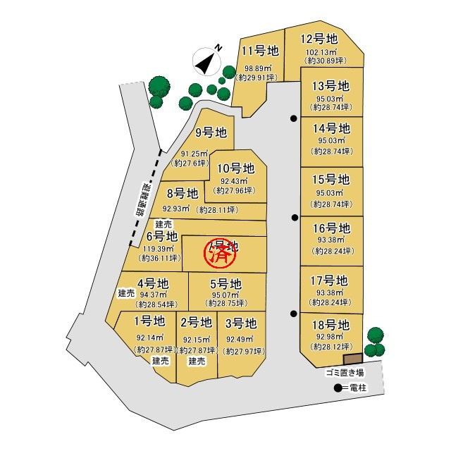 長岡京市長法寺力池14号地｜開発分譲地内 閑静な住宅地 整形地 2駅