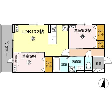 熊本市中央区水前寺５丁目のアパートの間取り