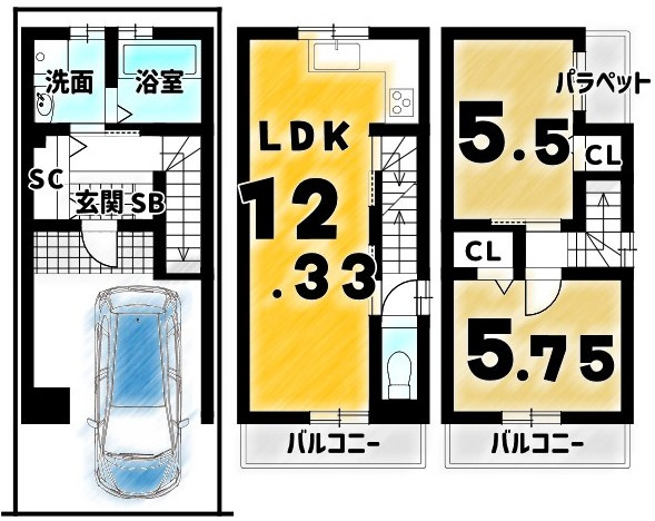 西京極前田町の区画図|弊社参考プランもございます♪【土地価格８５０万円　建物価格１６９８万円】