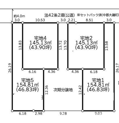 大磯町国府本郷　新築戸建　全4区画の土地図|対象宅地2