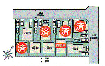 羽村市緑ヶ丘4丁目　新築戸建全9棟の区画図
