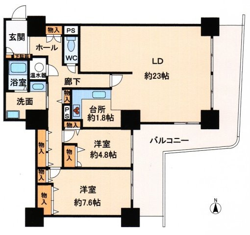スカイステージ３３の間取り|広々！専有面積101.46㎡。広々LD。眺望良好。