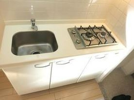 ザ・パーククロス市ヶ谷のキッチン|便利な２口ガスコンロ付き