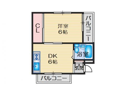 高槻市上本町の賃貸マンションの間取り