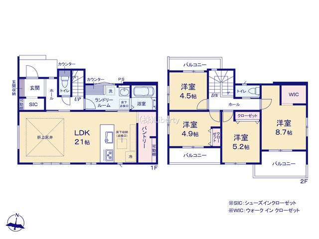 土浦市木田余1期　新築戸建　2号棟の間取り