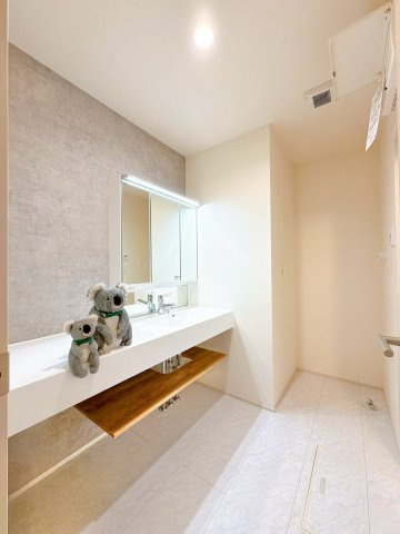 【独立洗面台】 | 前橋市下新田　平屋　新築住宅 | デザイン性の高いフラットカウンター付きの洗面化粧台が魅力♪
