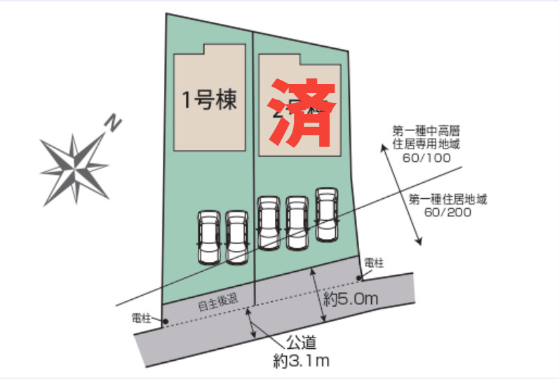 新築戸建　富士宮市小泉　全2棟　1号棟の区画図