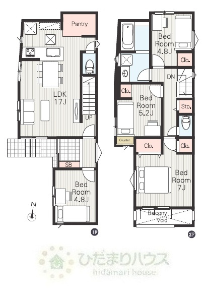 柏市西原128③　新築戸建　1号棟の間取り|1号棟・4LDK