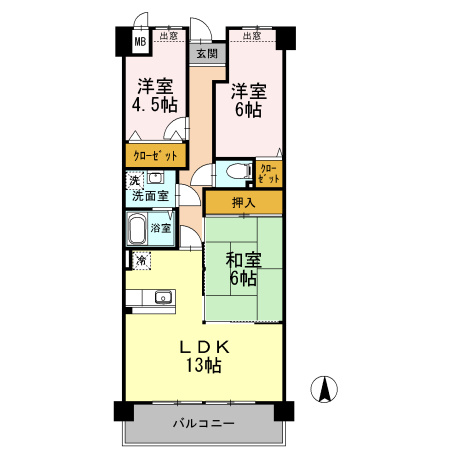 プラザハイツ二ツ屋B棟の間取り|※類似部屋