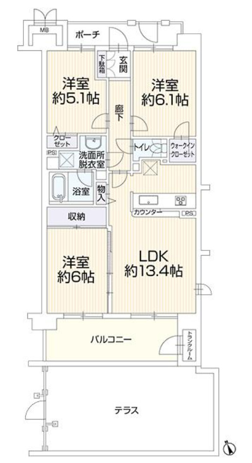 アリスガーデン横浜2番館【仲介手数料無料】ペット可♪の間取り