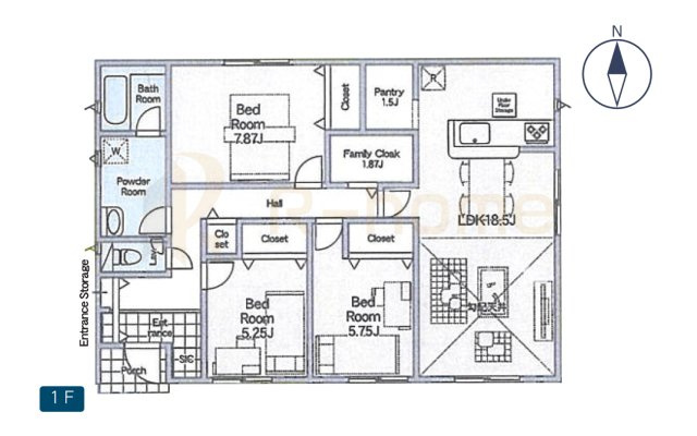 常総市本石下第12　新築戸建て　7号棟の間取り|3LDK＋SIC＋パントリー＋FC、土地面積335.65m2、建物面積94.77m2