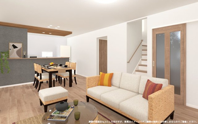 【完成予想図】 | 【LDK　イメージパース】
※画像は設計図面を基に作成したイメージです。