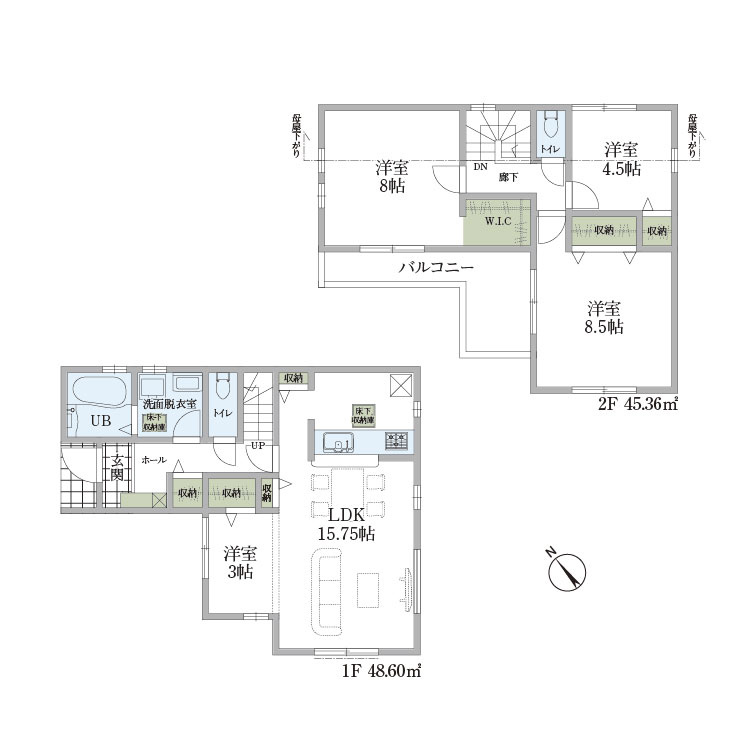【サンスターホーム】羽村市小作台4丁目　新築5号棟の間取り