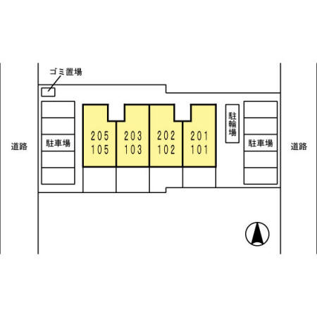 熊本市東区下江津７丁目のアパートの区画図