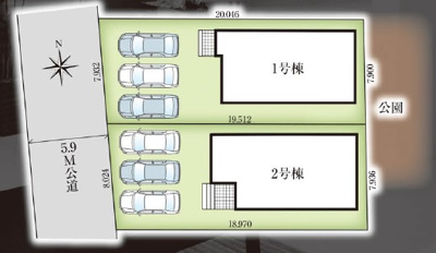 【区画図】 | 読谷村高志保（全2棟） | 区画図♪