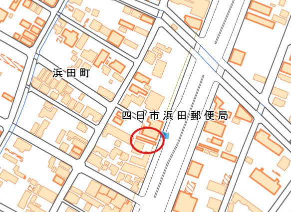 三重県四日市市浜田町　1棟ビルの地図