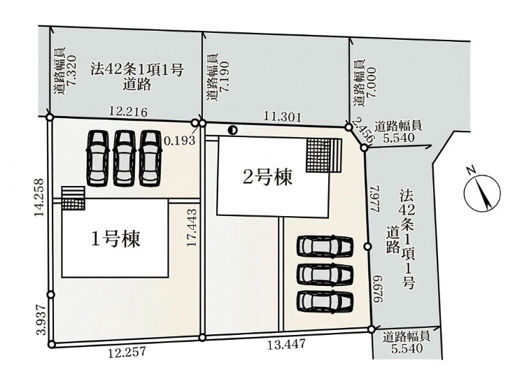 [新築住宅] 深谷市中瀬 第1 全2棟の区画図