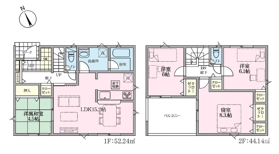[新築住宅] 深谷市中瀬 第1 全2棟の区画図