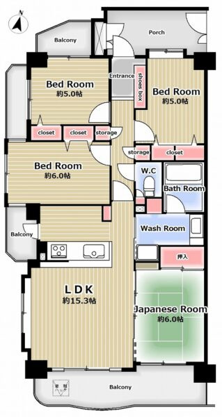 【仲介手数料無料／蟹江町】ライオンズマンション富吉　301の間取り