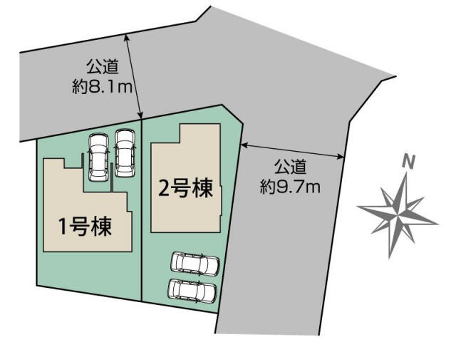ブルーミングガーデン宇都宮市弥生2丁目　新築一戸建ての区画図|宇都宮市弥生2丁目2棟　区画図