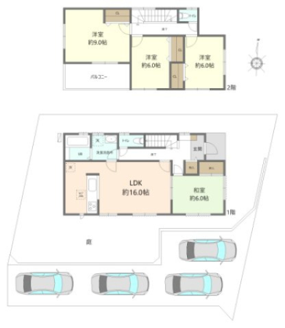 日進市赤池町箕ノ手戸建の間取り|4LDK　駐車スペース4台分有