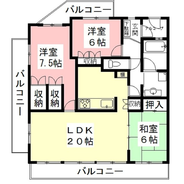 岐阜市岩地１丁目の賃貸マンションの間取り