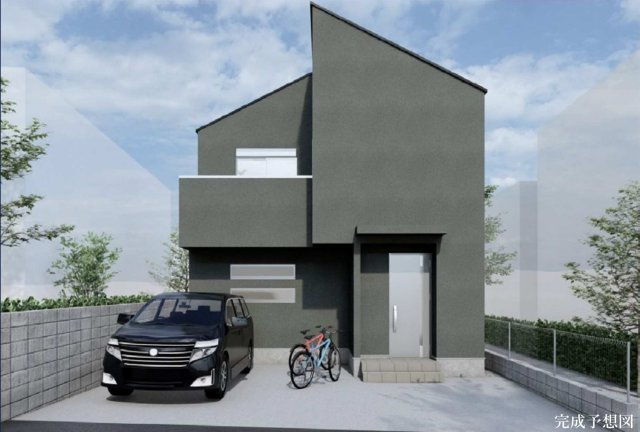 “建売感”を超えた一棟。23.6帖LDK×勾配天井が生む圧倒的開放感。黒を纏うデザイン住宅。★仲介手数料無料★の外観パース|23帖超の開放的なLDKに、パントリー・SICを備えた収納豊富な間取り。2LDKにも変更可能で、ライフスタイルに合わせて柔軟に対応できます。