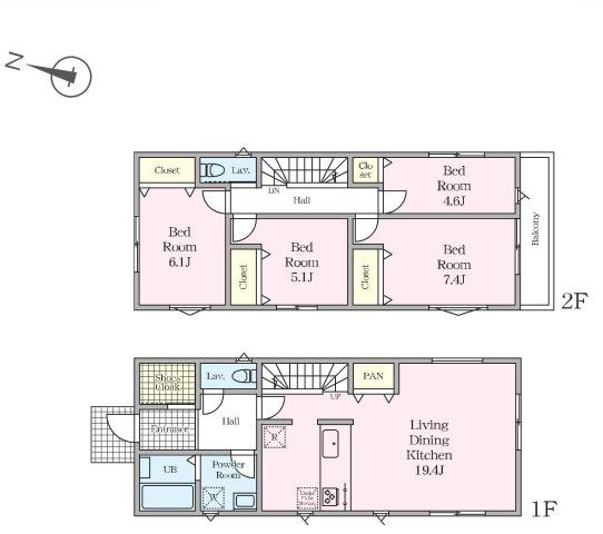 【横浜市旭区三反田町202全3棟新築戸建て】★仲介手数料無料★（市沢小学校・左近山中学校）の間取り