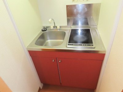 レオパレスブルガリのキッチン|2口の電気コンロまたはIHコンロとなります