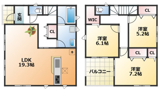 【間取り】 | CRADLE GARDEN小山市東間々田第7　5 | 南向きで日当たり良好な間取りです