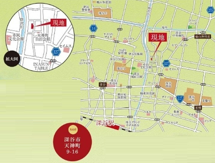 売地　深谷市天神町9-16（全2区画）の地図