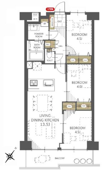 【間取り】 | グリーンパーク志木　(志木本店) | ファミリーに嬉しい3LDKのゆとりある住空間。キッチン横の洋室は夜中でもミルクの準備がスムーズにできるためベビールームとしても便利です。