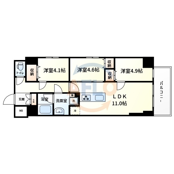 プレサンスＮＥＯ新深江リュミエル　長堂小学校の間取り|プレサンスＮＥＯ新深江リュミエル　間取り