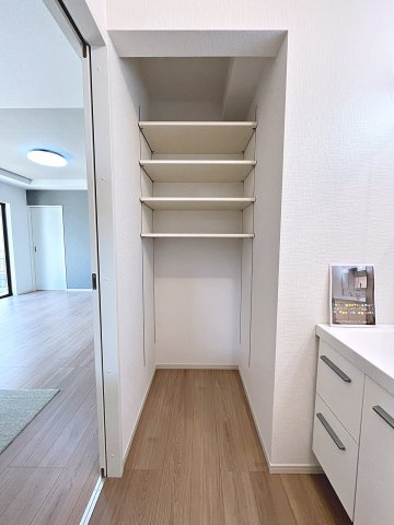 新築戸建・新築建売　郡山市片平町1期　小山田小・第六中の収納|タオルや洗濯用品の保管に便利な収納棚付きです！