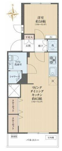 【間取り】 | 三田小茂根コーポ | 北と南に開口部があり、南向きのバルコニーなので、陽当たり・通風良好です！