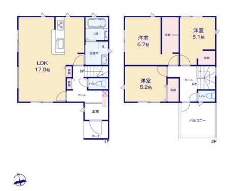 売新築戸建　中央区和地山の間取り