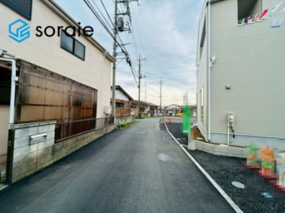 川越市寺尾第18　全4棟　新築戸建　クレイドルガーデンの前面道路含む現地写真|4月10日撮影